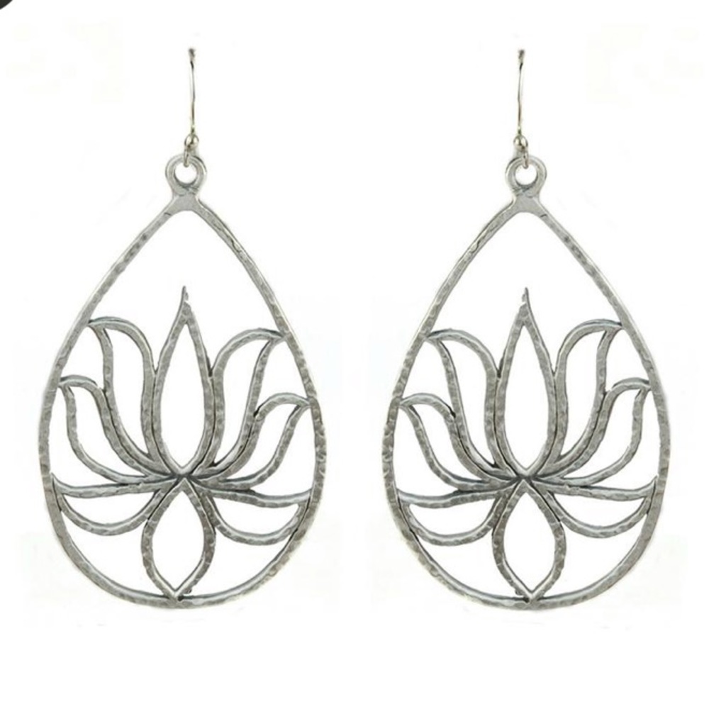 Satya Jewelry silver Large lotus drop earrings
